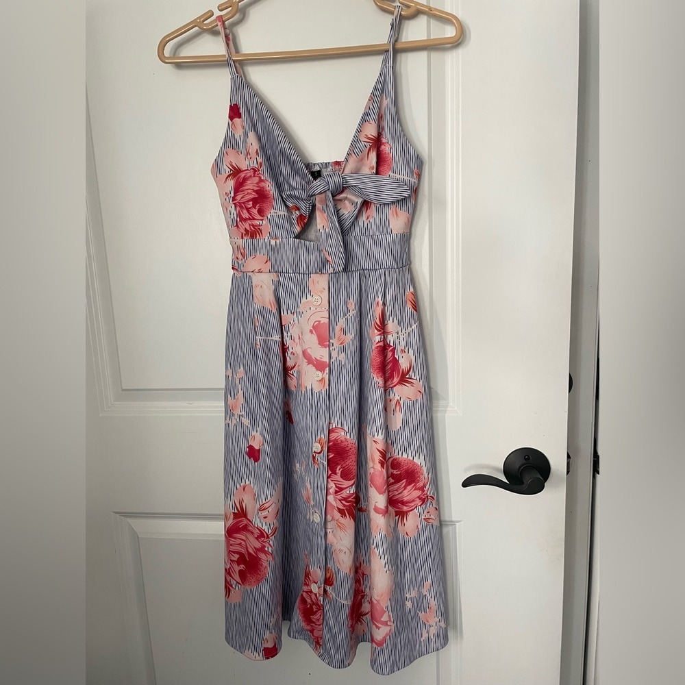 Fancyinn Blue and Pink Floral Mini Dress